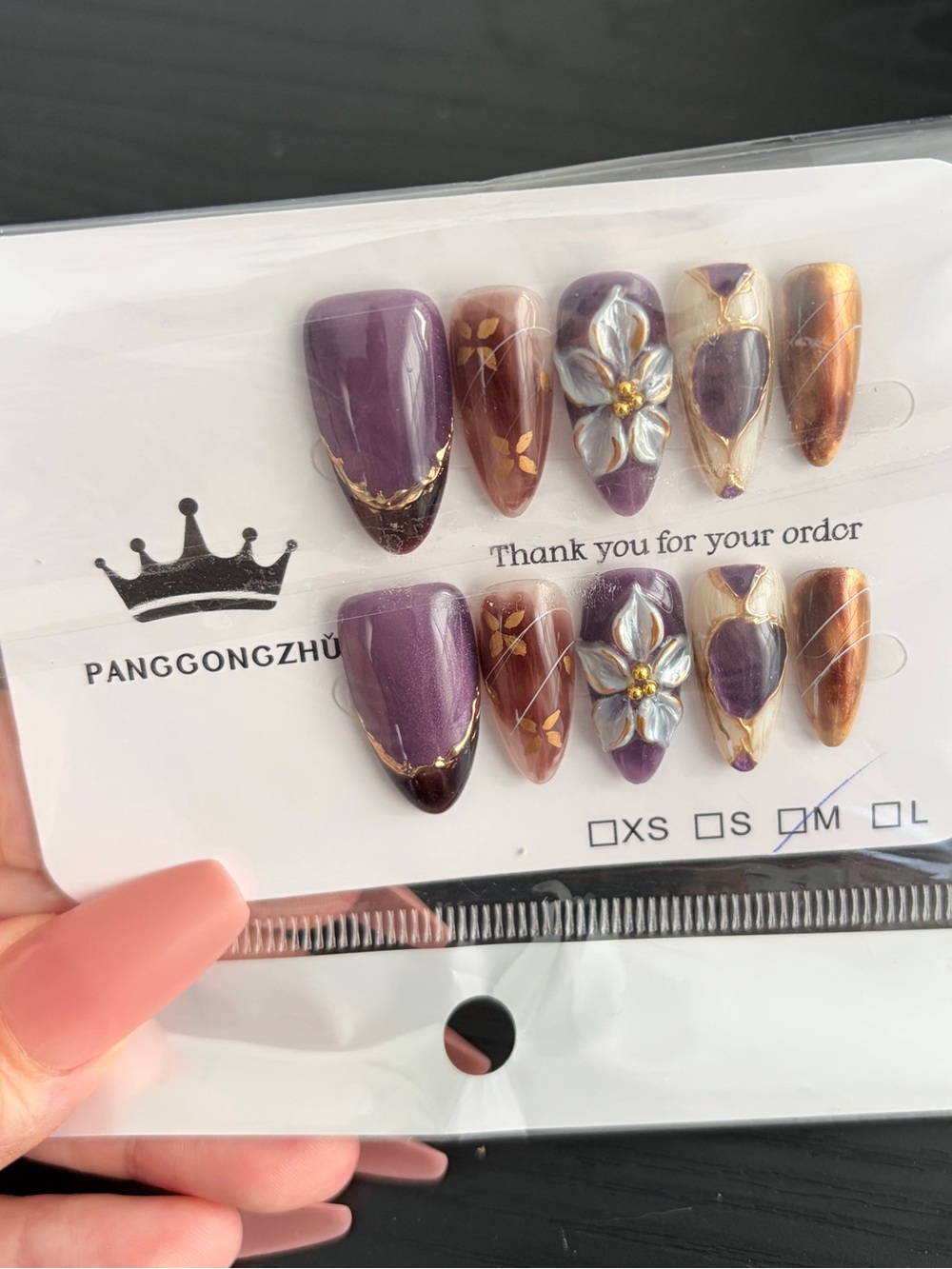 NEW Size Medium Custom Glue On Nails